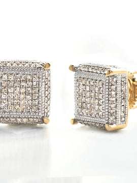 10KY 0.50CTW DIAMOND CUBE EARRINGS