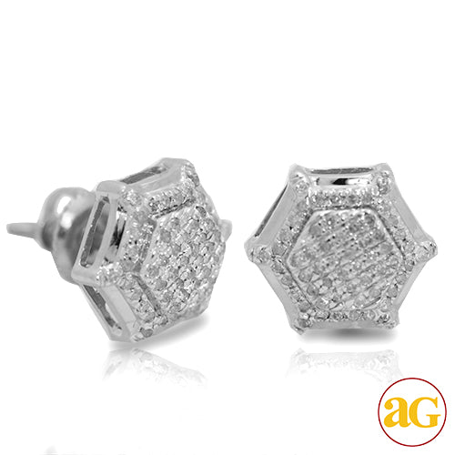 10KW 0.30CTW DIAMOND HEXAGON SHAPE EARRINGS