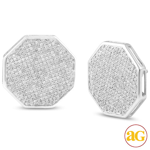 10KW 1.00CTW DIAMOND FLAT OCTAGON EARRINGS