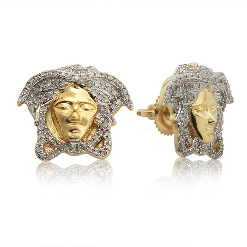 10KY 0.40CTW DIAMOND MEDUSA EARRINGS