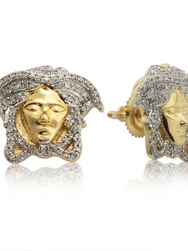 10KY 0.40CTW DIAMOND MEDUSA EARRINGS