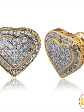 10KY 0.15CTW DIAMOND 3-D HEART SHAPED EARRINGS