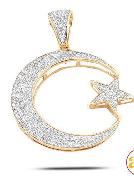 10KY 0.85CTW DIAMOND CRESCENT MOON AND STAR PENDAN