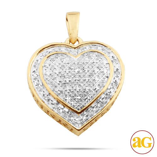 10KY 0.10CTW DIAMOND 3-D HEART SHAPED PENDANT