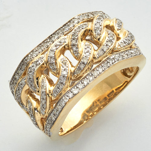 10KY 0.75CTW DIAMOND MENS MIAMI CUBAN RING