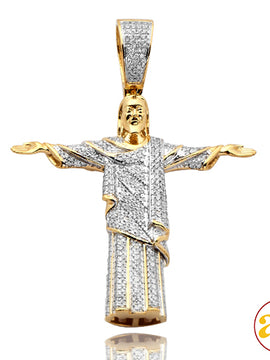 10KY 0.80 CTW DIAMOND BRAZILIAN JESUS PENDANT