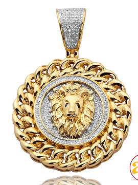 10KY 0.55CTW DIAMOND LION HEAD MEDALLION WITH