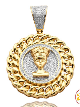 10KY 0.50CTW DIAMOND NEFERTITI MEDALLION WITH