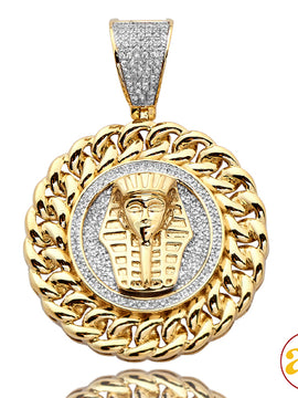 10KY 0.50CTW DIAMOND PHAROAH MEDALLION WITH MIAMI