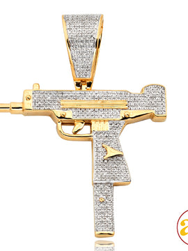 10KY 0.75CTW DIAMOND 'UZI' GUN PENDANT