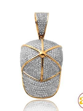 10KY 1.50CTW DIAMOND BASEBALL CAP PENDANT