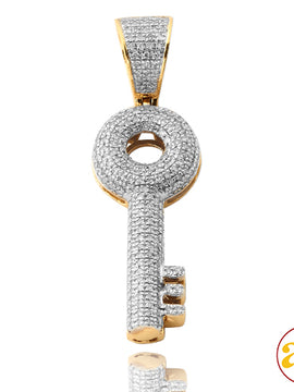 10KY 0.55CTW DIAMOND ROUNDED KEY PENDANT