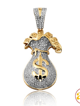 10KY 0.75CTW DIAMOND MONEY BAG PENDANT