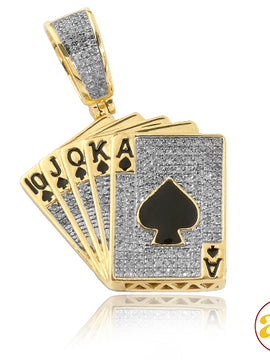 10KY 0.50CTW DIAMOND PLAYING CARDS PENDANT