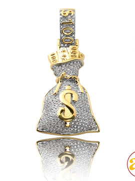 10KY 0.65CTW DIAMOND MONEY BAG PENDANT