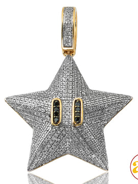 10KY 1.00CTW BLACK AND WHITE DIAMOND STAR EMOJI