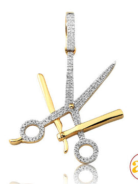 10KY 0.25CTW DIAMOND BARBER SCISSORS AND BLADE