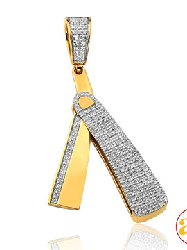 10KY 0.55CTW DIAMOND BARBER'S STRAIGHT RAZOR PENDA