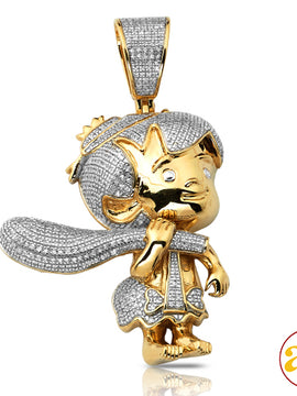 10KY 0.80CTW DIAMOND 'BAM BAM' FIGURE PENDANT