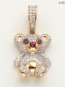 10KY 0.35CTW DIAMOND TEDDY BEAR PENDANT