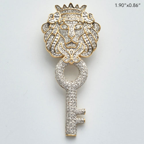 10KY 1.00CTW DIAMOND LION HEAD KEY PENDANT