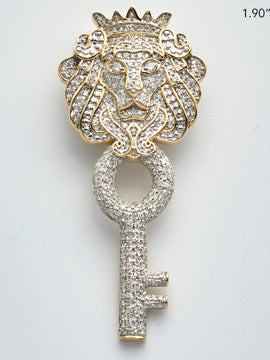 10KY 1.00CTW DIAMOND LION HEAD KEY PENDANT