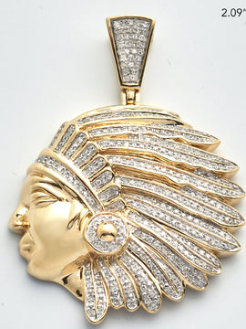 10KY 1.25CTW DIAMOND INDIAN HEAD PENDANT