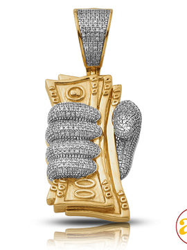 10KY 0.75CTW DIAMOND MONEY FIST PENDANT - VERTICAL