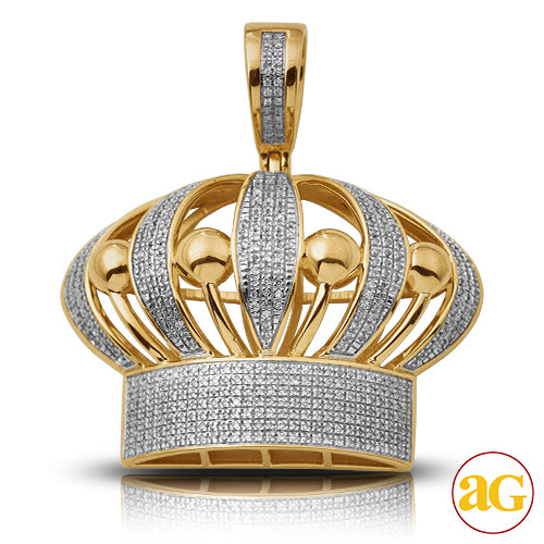 10KY 0.90CTW DIAMOND PUFFED CROWN PENDANT