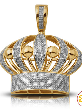 10KY 0.90CTW DIAMOND PUFFED CROWN PENDANT