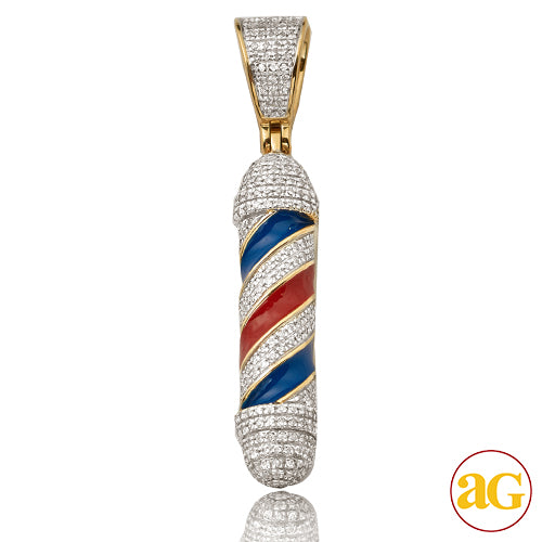 10KY 0.40CTW DIAMOND BARBER POLL PENDANT W/ENAMEL