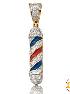 10KY 0.40CTW DIAMOND BARBER POLL PENDANT W/ENAMEL