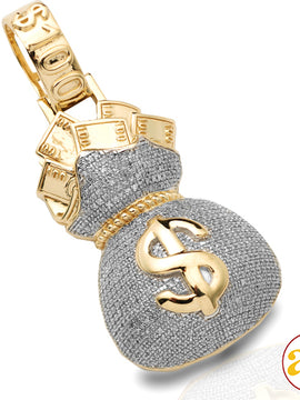 10KY 1.15CTW DIAMOND 'MONEYBAG' PENDANT