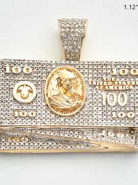 10KY 1.00CTW DIAMOND $100 MONEY STACK PENDANT