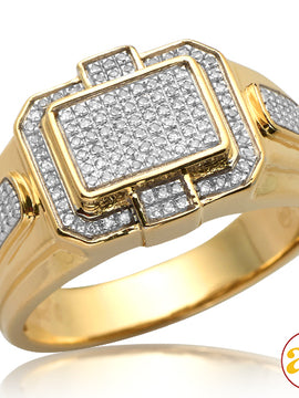 10KY 0.30CTW MICROPAVE DIAMOND 3-D RECTANGLE MENS