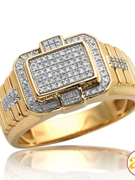 10KY 0.35CTW MICROPAVE DIAMOND 3-D RECTANGLE MENS