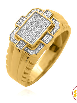 10KY 0.25CTW MICROPAVE DIAMOND MENS 3-D RECTANGLE