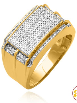 10KY 0.45CTW MICROPAVE DIAMOND MENS RECTANGLE FACE