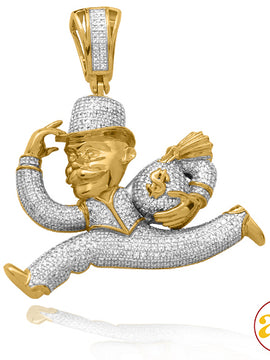 10KY 1.05CTW DIAMOND MONOPOLY MAN PENDANT