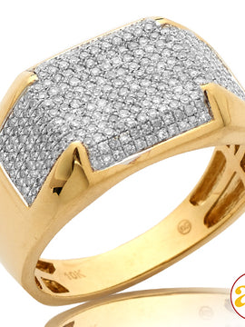 10KY 0.65CTW DIAMOND RECTANGLE FACE MENS MICROPAVE