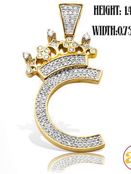 10KY 0.35CTW DIAMOND INITIAL WITH CROWN PENDANT -