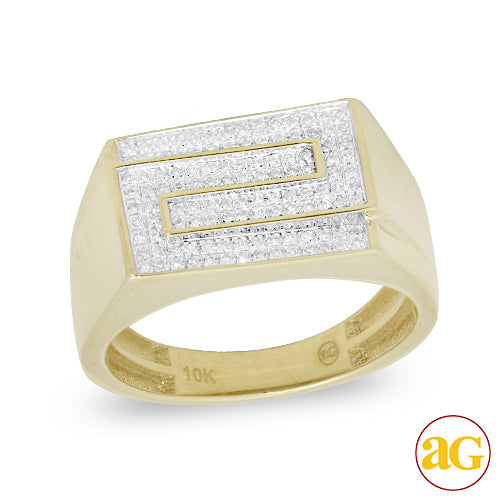 10KY 0.30CTW DIAMOND RECTANGLE HEAD MENS RING