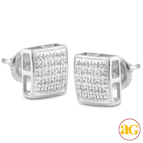 10KW 0.15CTW DIAMOND SQUARE DOME EARRINGS