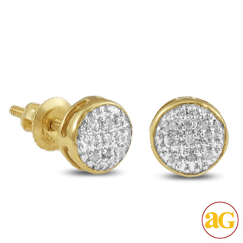 10KY 0.05CTW DIAMOND ROUND DOME EARRINGS