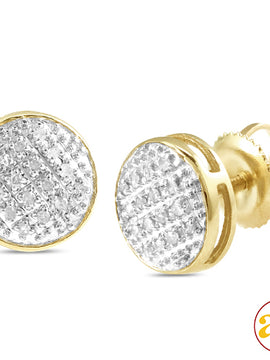 10KY 0.10CTW DIAMOND ROUND DOME EARRINGS