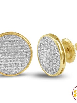 10KY 0.15CTW DIAMOND ROUND FLAT EARRINGS