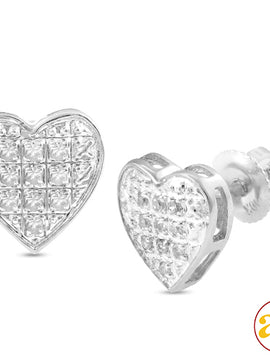 10KW 0.05CTW DIAMOND HEART DOME EARRINGS