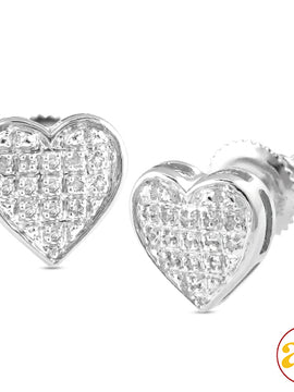 10KW 0.10CTW DIAMOND HEART DOME EARRINGS