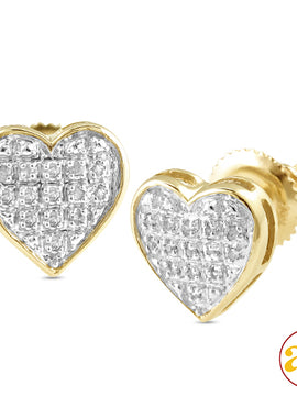 10KY 0.10CTW DIAMOND HEART DOME EARRINGS