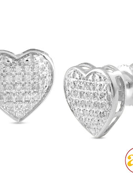 10KW 0.15CTW DIAMOND HEART DOME EARRINGS